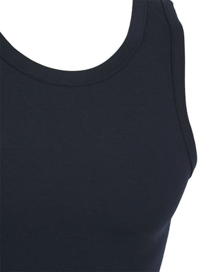 Albacore (3-Pack) Jersey Cotton Sleeveless Vest Tops in Sky Captain Navy / Light Grey Marl / Jet Black - Tokyo Laundry