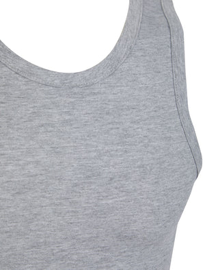 Albacore (3-Pack) Jersey Cotton Sleeveless Vest Tops in Sky Captain Navy / Light Grey Marl / Jet Black - Tokyo Laundry