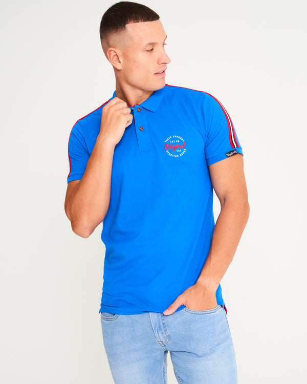 Tape Cotton Pique Polo Shirt in Jet Blue - Tokyo Laundry