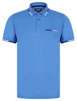 Tyers 2 Cotton Jersey Polo Shirt with Chest Pocket in Blue Yonder - Kensington Eastside