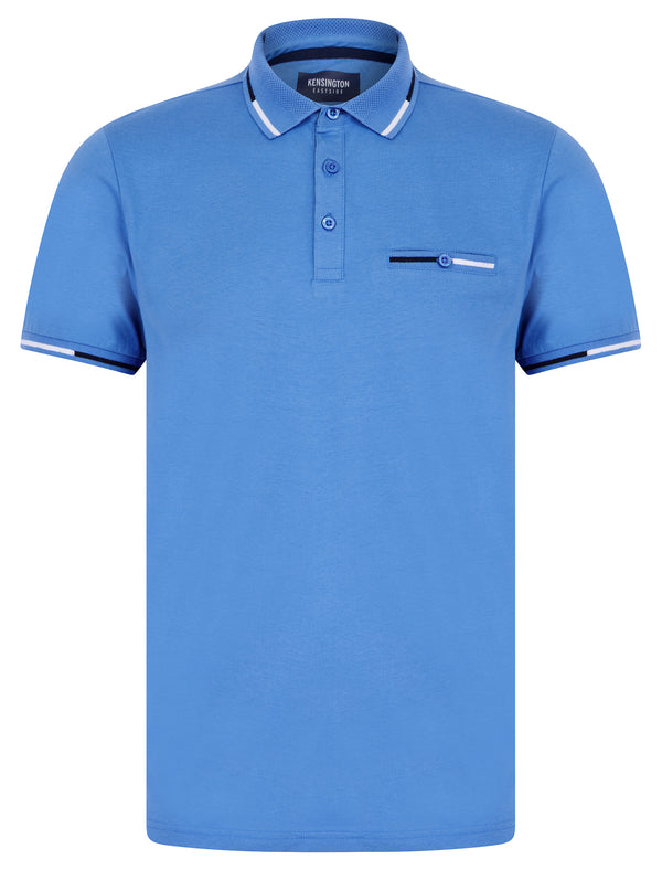 Tyers 2 Cotton Jersey Polo Shirt with Chest Pocket in Blue Yonder - Kensington Eastside