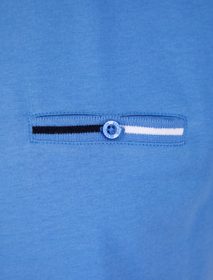 Tyers 2 Cotton Jersey Polo Shirt with Chest Pocket in Blue Yonder - Kensington Eastside