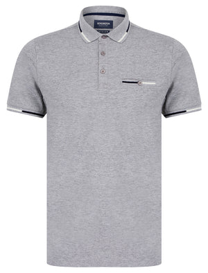 Tyers 2 Cotton Jersey Polo Shirt with Chest Pocket in Light Grey Marl - Kensington Eastside