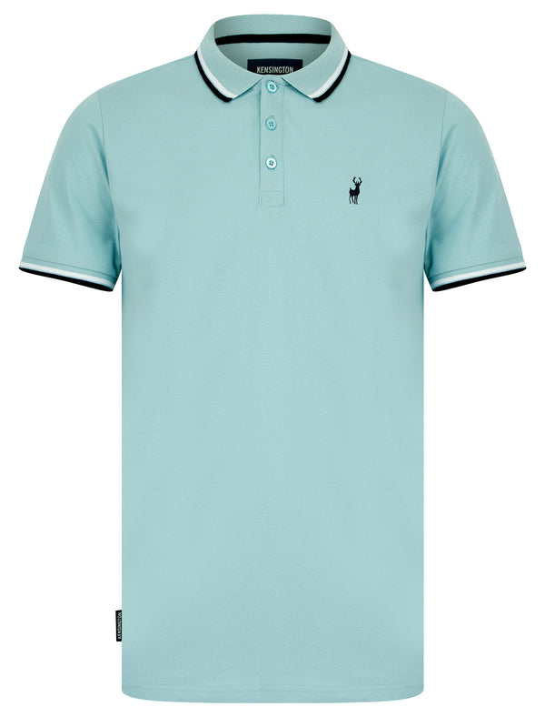 Underwood 2 Cotton Pique Polo Shirt in Forget Me Not Blue - Kensington Eastside