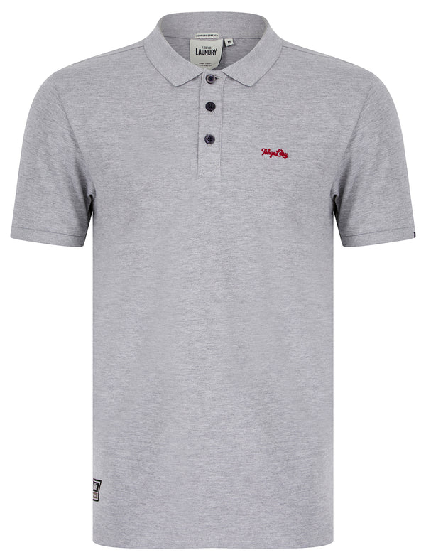 Mortimer 2 Signature Cotton Pique Polo Shirt in Light Grey Marl - Tokyo Laundry
