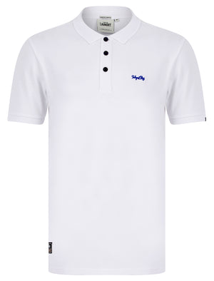 Mortimer 2 Signature Cotton Pique Polo Shirt in Optic White - Tokyo Laundry