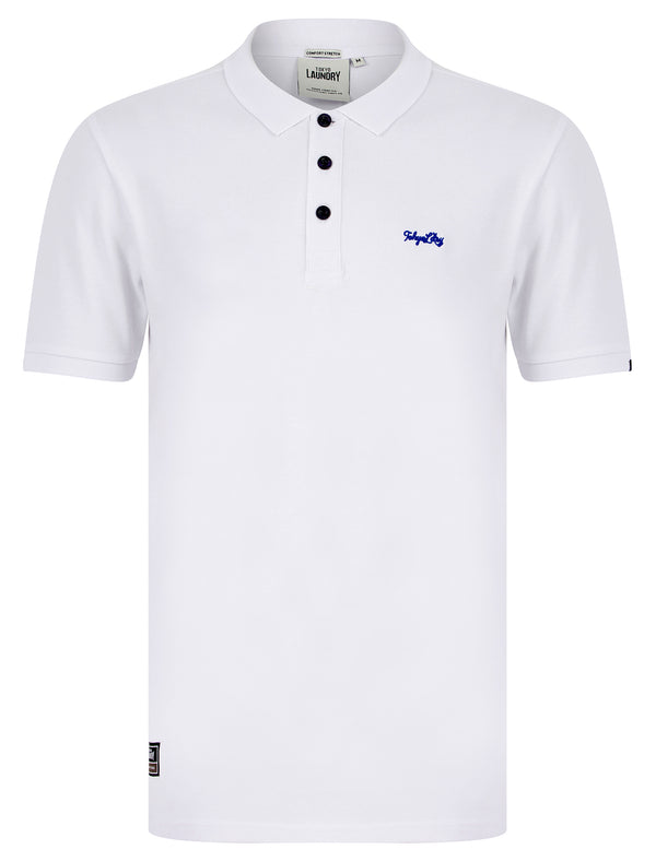 Mortimer 2 Signature Cotton Pique Polo Shirt in Optic White - Tokyo Laundry
