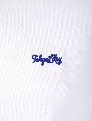 Reeves (2 Pack) Signature Cotton Pique Polo Shirt in Sea Of Belize / Optic White - Tokyo Laundry