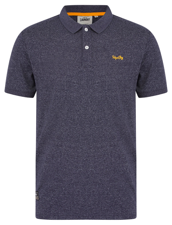 Kieran 2 Grindle Cotton Blend Jersey Polo Shirt in Navy Grindle - Tokyo Laundry