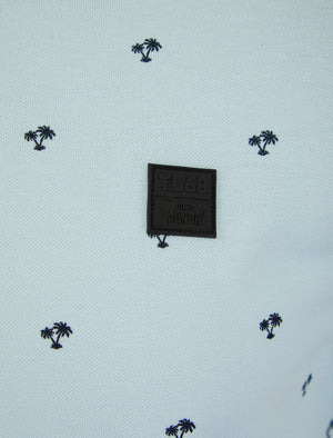 Tierra Cotton Pique Tropical Hawaiian Print Polo Shirt in Ice Water - Tokyo Laundry