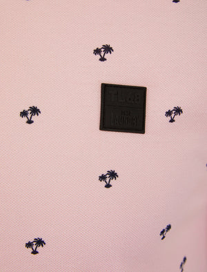 Tierra Cotton Pique Tropical Hawaiian Print Polo Shirt in Pinkesque - Tokyo Laundry