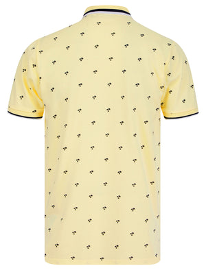 Tierra Cotton Pique Tropical Hawaiian Print Polo Shirt in Transparent Yellow - Tokyo Laundry