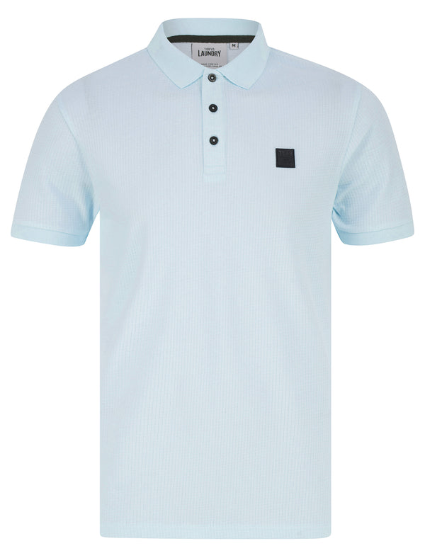 Jaxon Cotton Rich Textured Weave Polo Shirt in Ice Water  - Tokyo Laundry