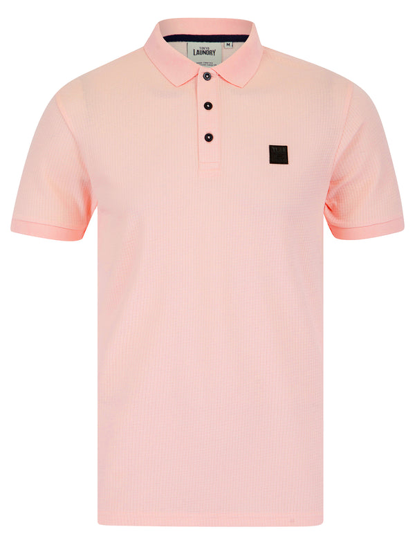 Jaxon Cotton Rich Textured Weave Polo Shirt in Pinkesque  - Tokyo Laundry