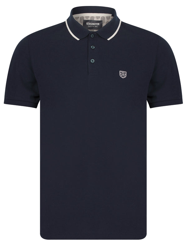 Buckfast Cotton Pique Polo Shirt in Sky Captain Navy - Kensington Eastside