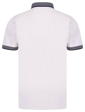Riddle Stretch Cotton Jersey Button Down Collar Polo Shirt in Optic White - Kensington Eastside