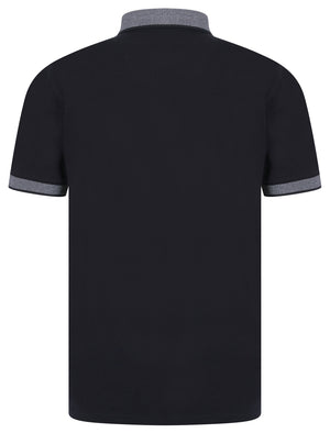 Riddle Stretch Cotton Jersey Button Down Collar Polo Shirt in Sky Captain Navy - Kensington Eastside