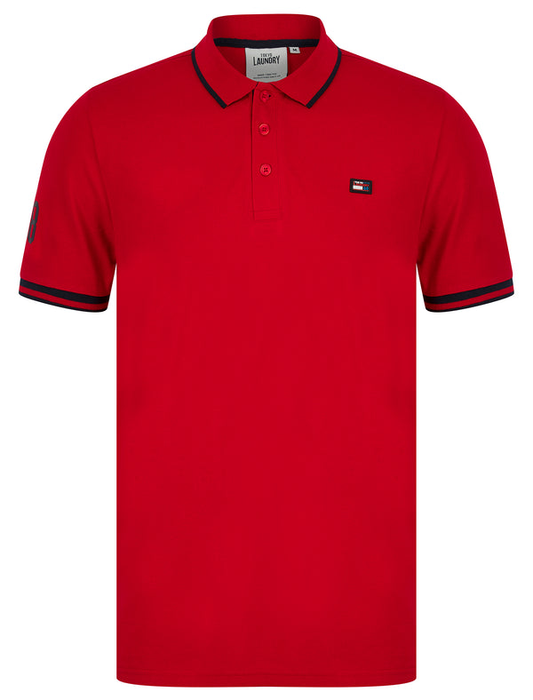 Casson Cotton Pique Polo Shirt in Barados Cherry - Tokyo Laundry