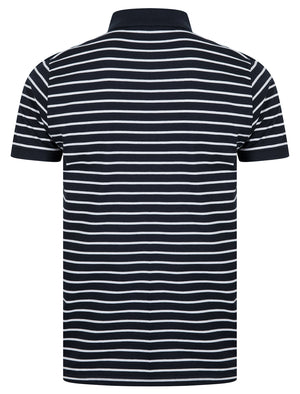 Tonic Yarn Dyed Stripe Jersey Cotton Polo Shirt in Black Iris Navy - Tokyo Laundry