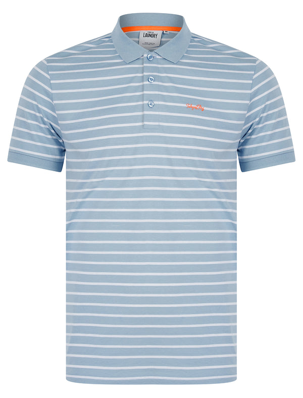 Tonic Yarn Dyed Stripe Jersey Cotton Polo Shirt in Forever Blue - Tokyo Laundry
