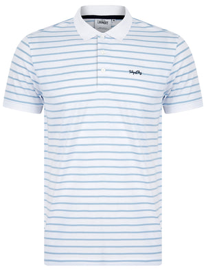 Tonic Yarn Dyed Stripe Jersey Cotton Polo Shirt in Optic White - Tokyo Laundry