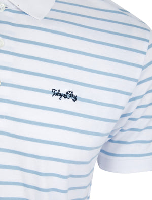 Tonic Yarn Dyed Stripe Jersey Cotton Polo Shirt in Optic White - Tokyo Laundry