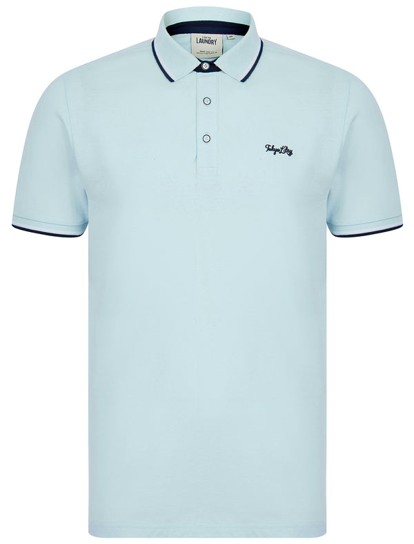 Sonik Cotton Pique Polo Shirt with Tipping in Ice Water - Tokyo Laundry