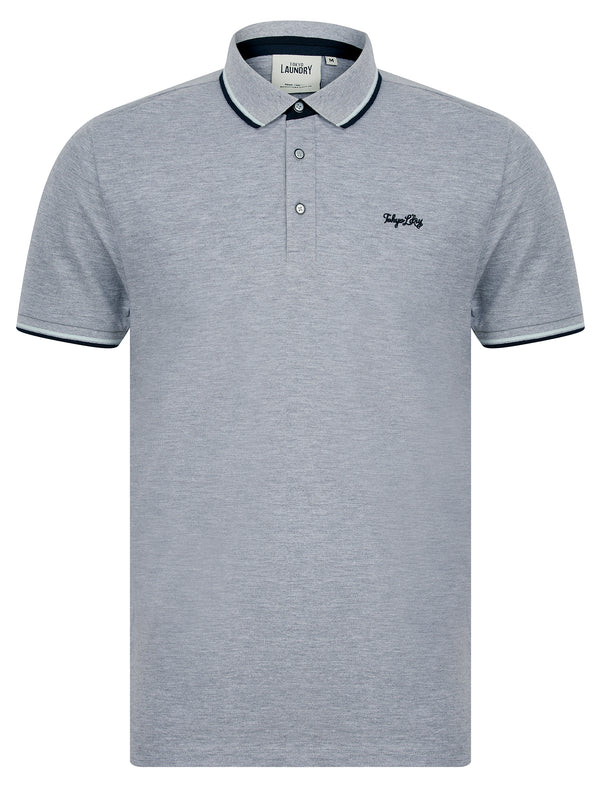Sonik Cotton Pique Polo Shirt with Tipping in Light Grey Marl - Tokyo Laundry