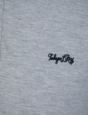 Sonik Cotton Pique Polo Shirt with Tipping in Light Grey Marl - Tokyo Laundry