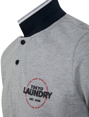 Kairo Cotton Pique Polo Shirt in Light Grey Marl - Tokyo Laundry