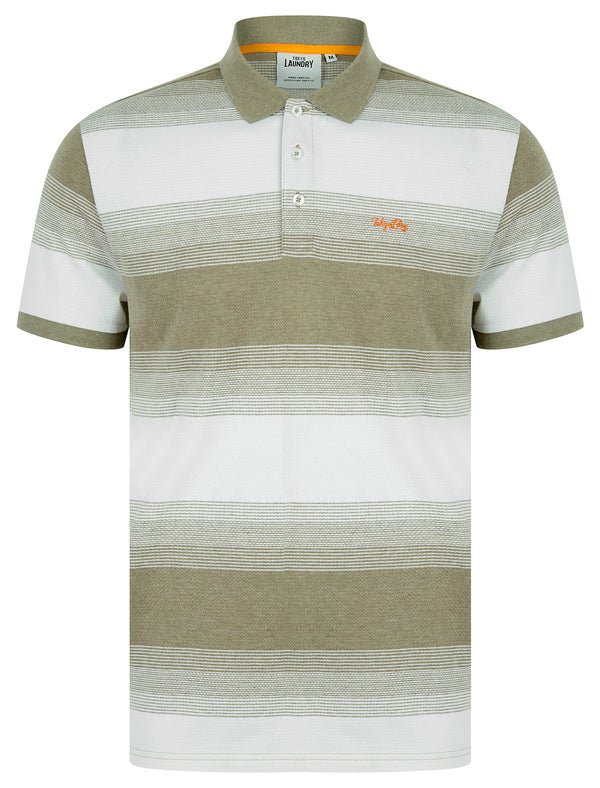 Soarer Striped Cotton Rich Pique Polo Shirt in Laurel Oak - Tokyo Laundry
