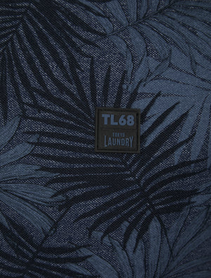 Hunton Cotton Rich Pique Tropical Hawaiian Print Polo Shirt in Naval Academy - Tokyo Laundry