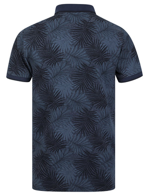 Hunton Cotton Rich Pique Tropical Hawaiian Print Polo Shirt in Naval Academy - Tokyo Laundry