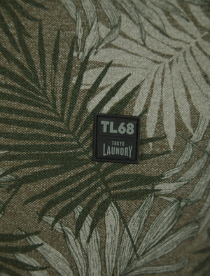 Hunton Cotton Rich Pique Tropical Hawaiian Print Polo Shirt in Tea Leaf - Tokyo Laundry