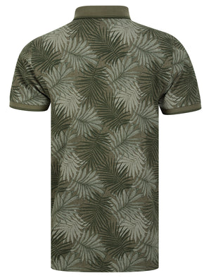 Hunton Cotton Rich Pique Tropical Hawaiian Print Polo Shirt in Tea Leaf - Tokyo Laundry