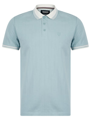 Woodman Stretch Cotton Pique Stripe Polo Shirt in Soft Chambray - Kensington Eastside