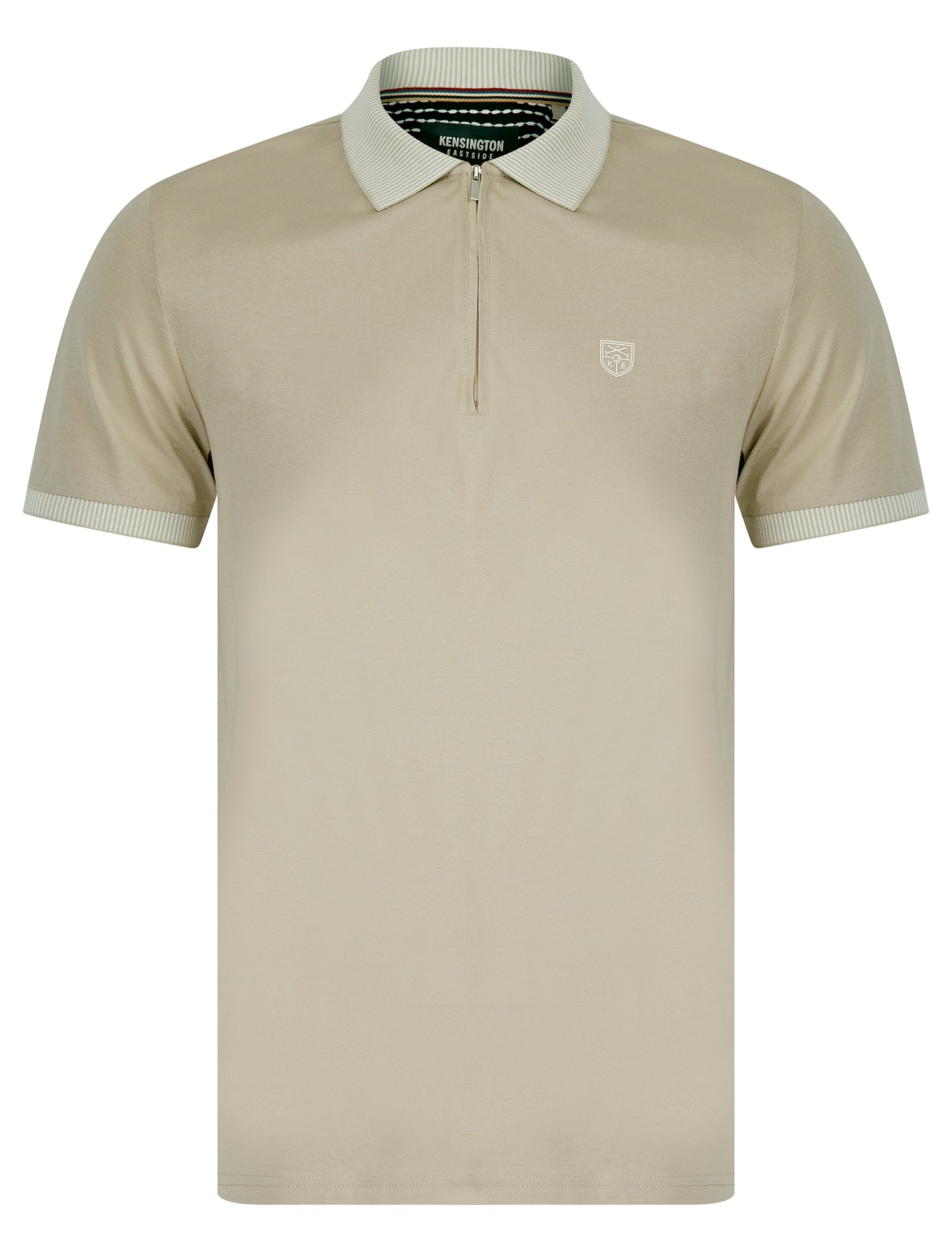 Yerwood Cotton Jersey Polo Shirt with Zip Fasten Collar in Silver