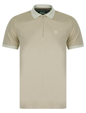 Yerwood Cotton Jersey Polo Shirt with Zip Fasten Collar in Silver Lining - Kensington Eastside