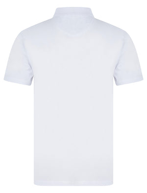 Wells Cotton Jersey Polo Shirt with Zip Fasten Collar in Bright White - Kensington Eastside