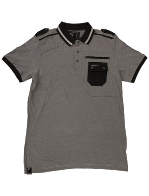 Tipey Microstripe Cotton Jersey Polo Shirt in Grey - Dissident