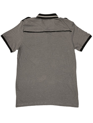 Tipey Microstripe Cotton Jersey Polo Shirt in Grey - Dissident