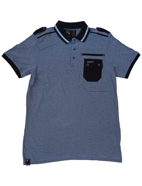 Tipey Microstripe Cotton Jersey Polo Shirt in Blue - Dissident