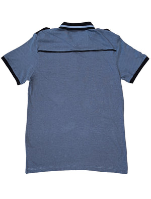 Tipey Microstripe Cotton Jersey Polo Shirt in Blue - Dissident