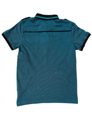 Tipey Microstripe Cotton Jersey Polo Shirt in Teal - Dissident