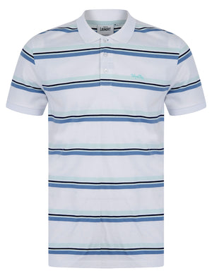 Haydin Yarn Dyed Stripe Cotton Pique Polo Shirt in Optic White - Tokyo Laundry