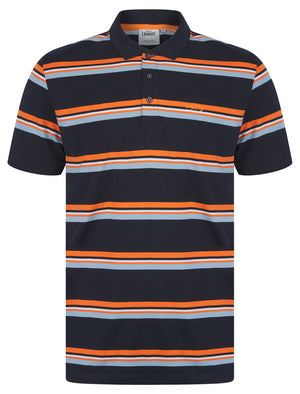 Haydin Yarn Dyed Stripe Cotton Pique Polo Shirt in Sky Captain Navy - Tokyo Laundry