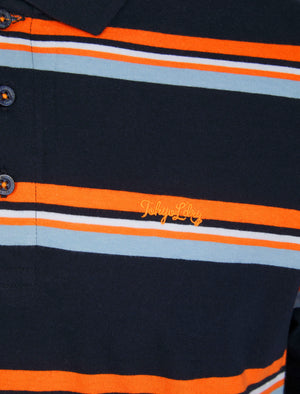 Haydin Yarn Dyed Stripe Cotton Pique Polo Shirt in Sky Captain Navy - Tokyo Laundry