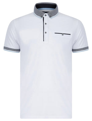 Wilmot Stretch Cotton Jersey Button Down Collar Polo Shirt in Bright White - Kensington Eastside