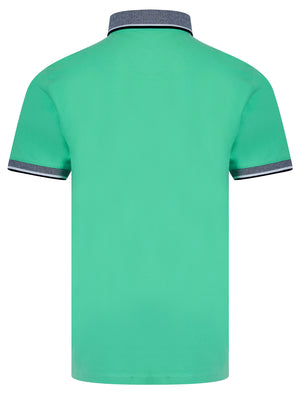 Wilmot Stretch Cotton Jersey Button Down Collar Polo Shirt in Dusty Jade Green - Kensington Eastside