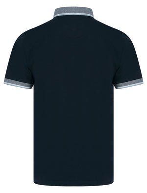 Wilmot Stretch Cotton Jersey Button Down Collar Polo Shirt in Sky Captain Navy - Kensington Eastside